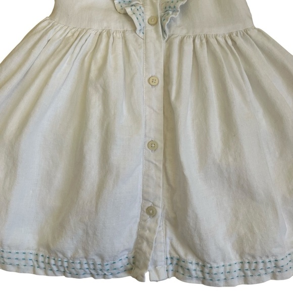 Janie And Jack 100% Linen Pickstitched Ruffled Dress White Party Summer 6-12 mo - Picture 8 of 15